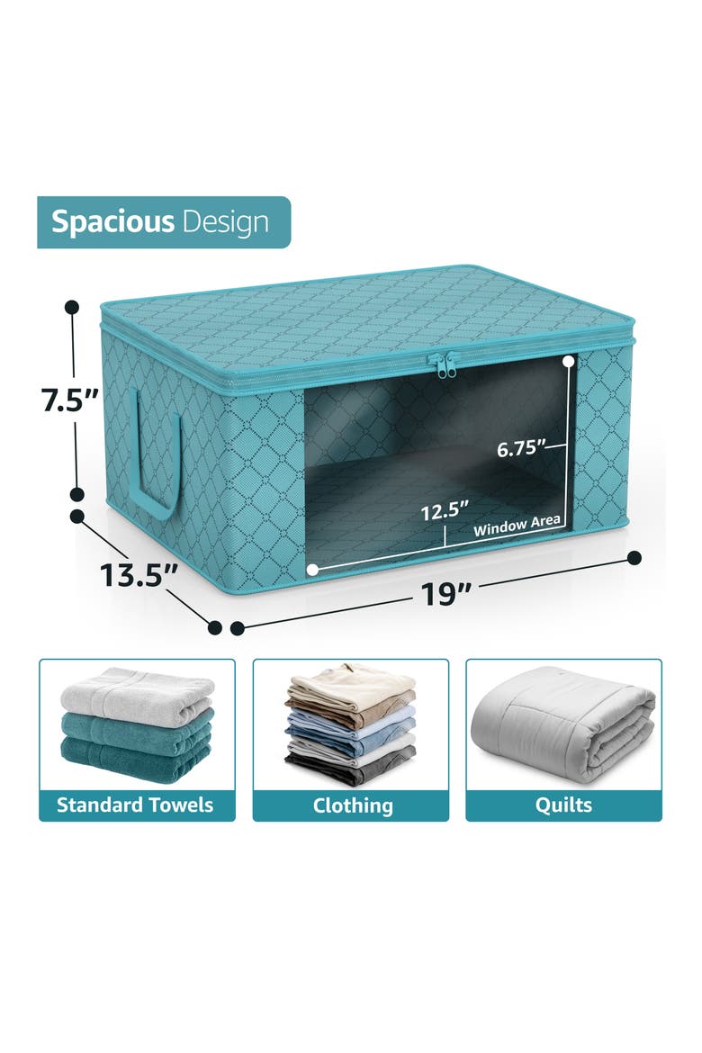 Set of 6 Medium Foldable Storage Bins, Alternate, color, AQUA
