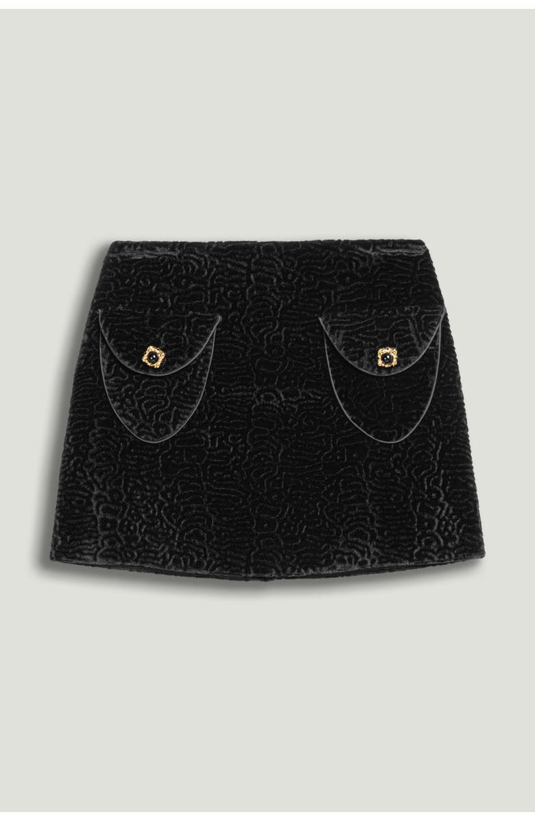 Nocturne Textured Velvet Mini Skirt, Alternate, color, Black