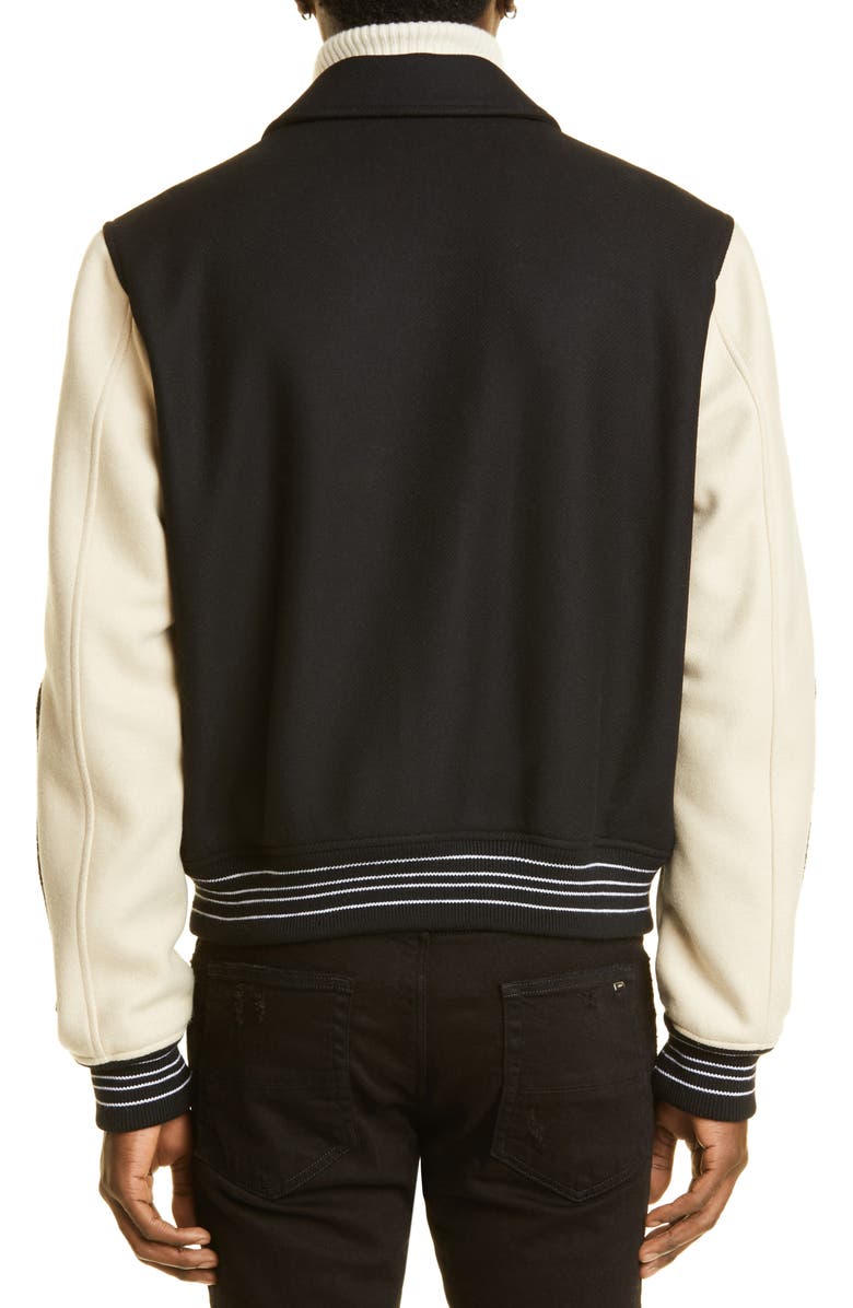 AMIRI Bones Wool Blend Varsity Jacket, Alternate, color, 