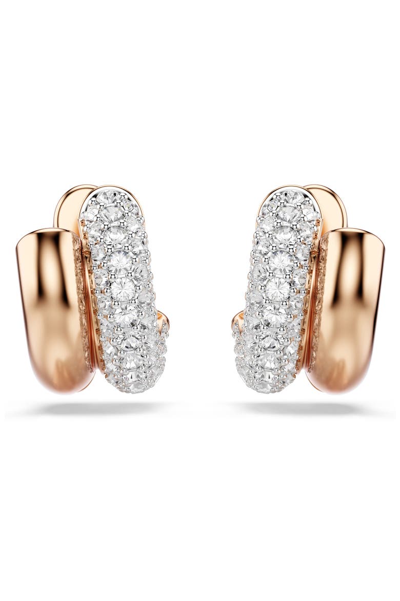Dextera Mini Hoop Earrings, Alternate, color, ROSE GOLD/ WHITE