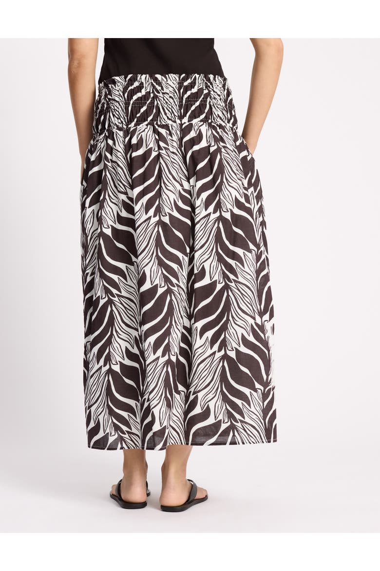 Mono Palm Smocked Waist Maxi Skirt, Alternate, color, Brown
