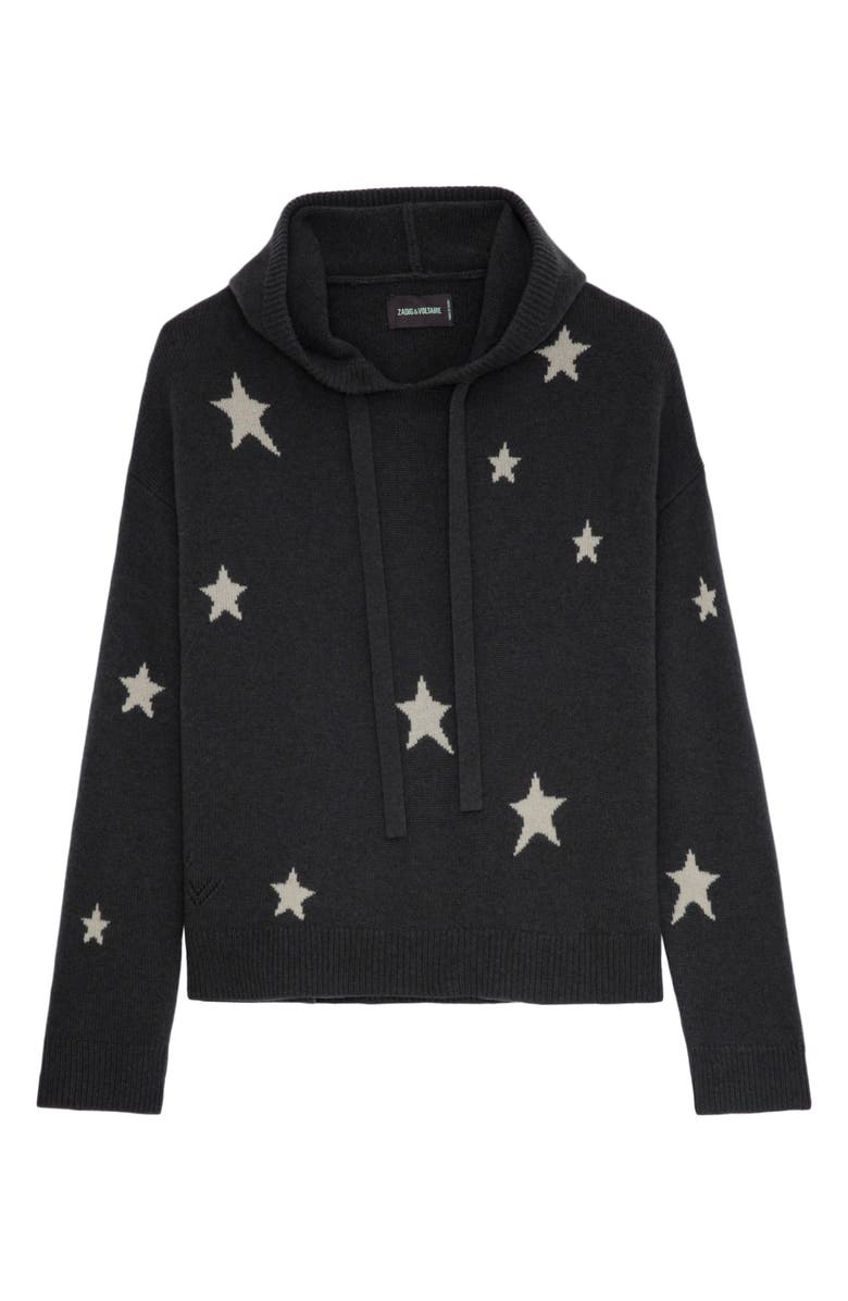 Zadig & Voltaire Marky Intarsia Star Cashmere Hoodie, Alternate, color, 
