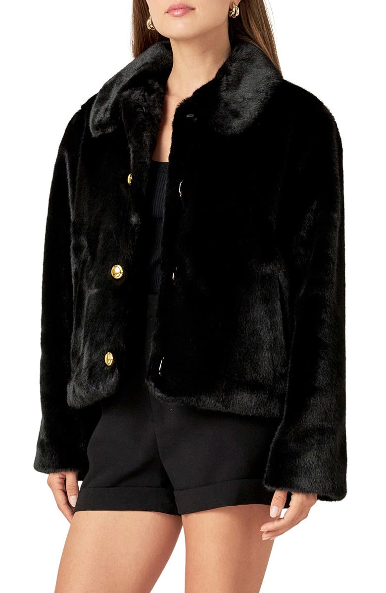 English Factory Faux Fur Jacket, Alternate, color,