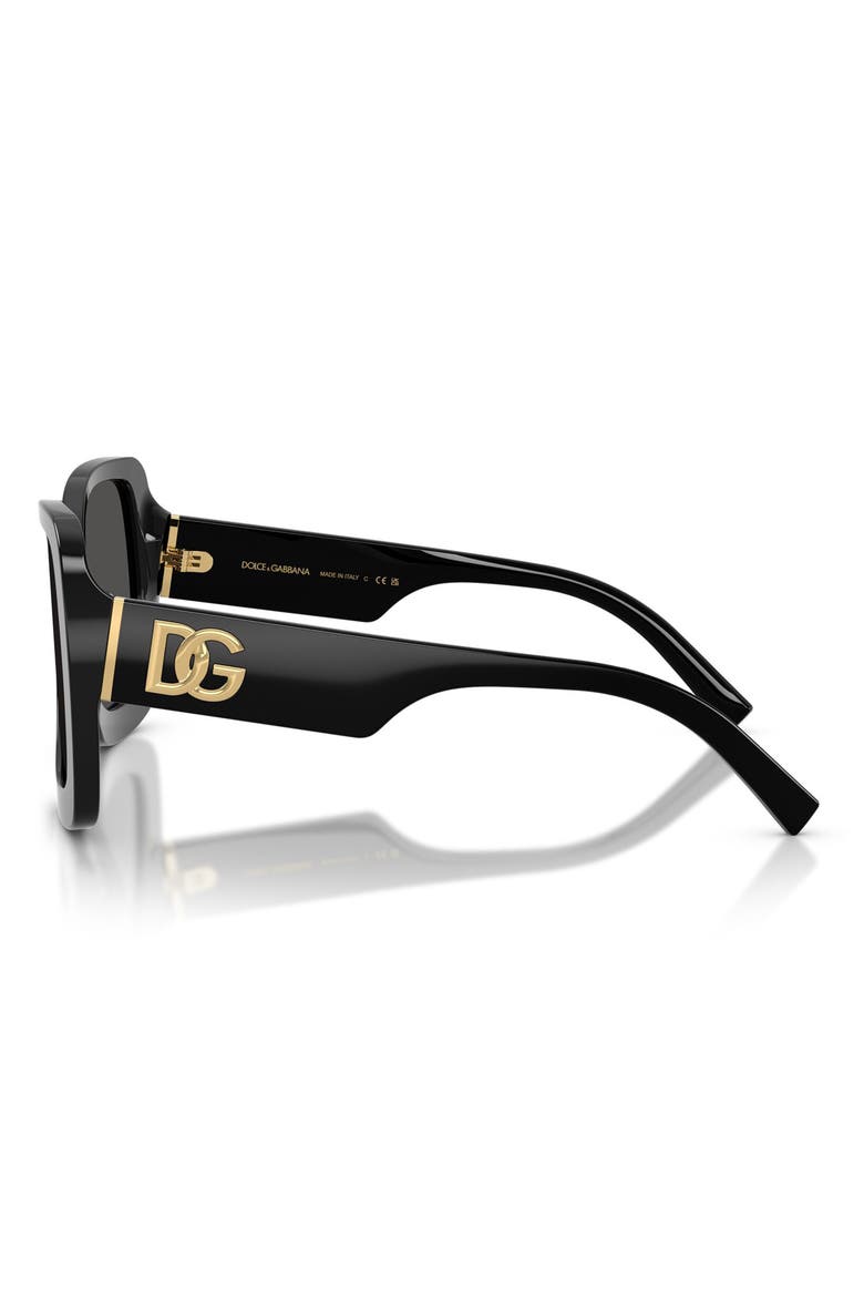 55mm Square Sunglasses, Alternate, color, BLACK / DARK GREY