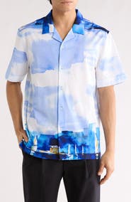 Bugatchi Cole OoohCotton® Woven Print Short Sleeve Button-Up Shirt