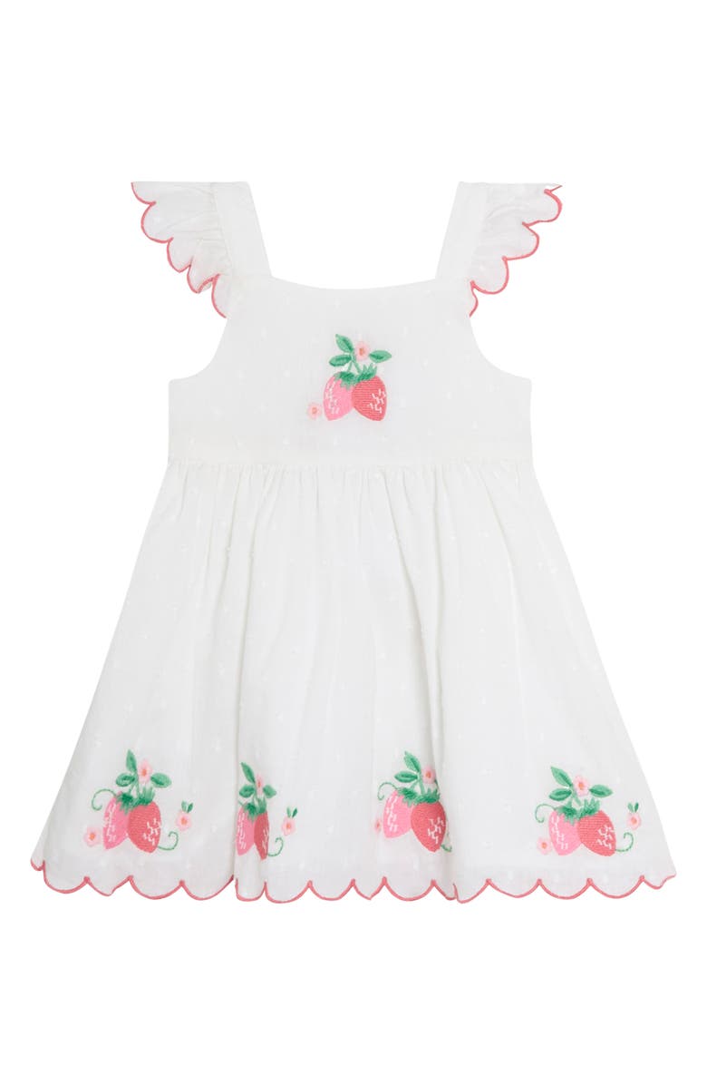 JOJO MAMAN BEBE Floral Strawberry Embroidered Ruffle Accent Cotton Dress & Bloomers, Alternate, color, Pink