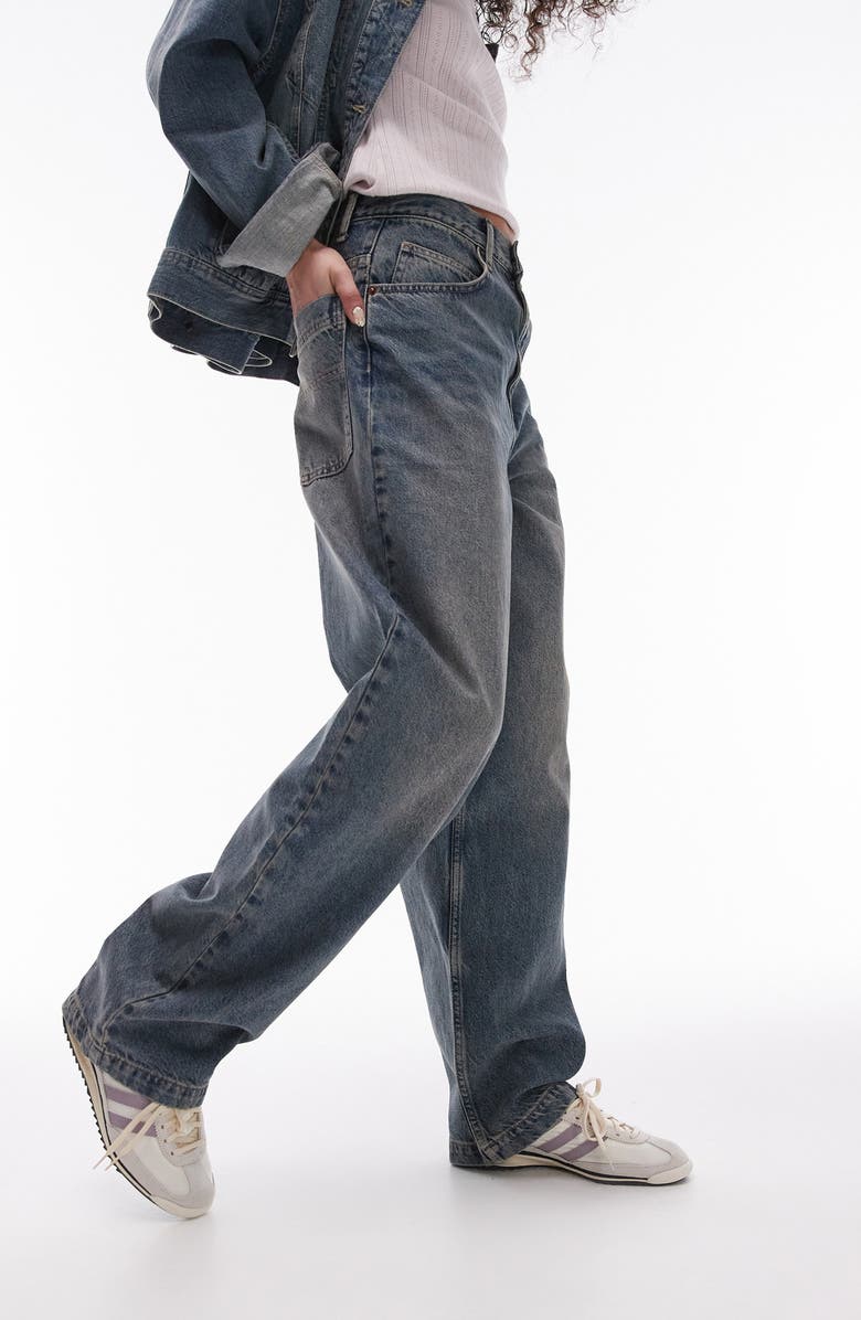 Topshop Baggy Straight Leg Jeans, Alternate, color, 