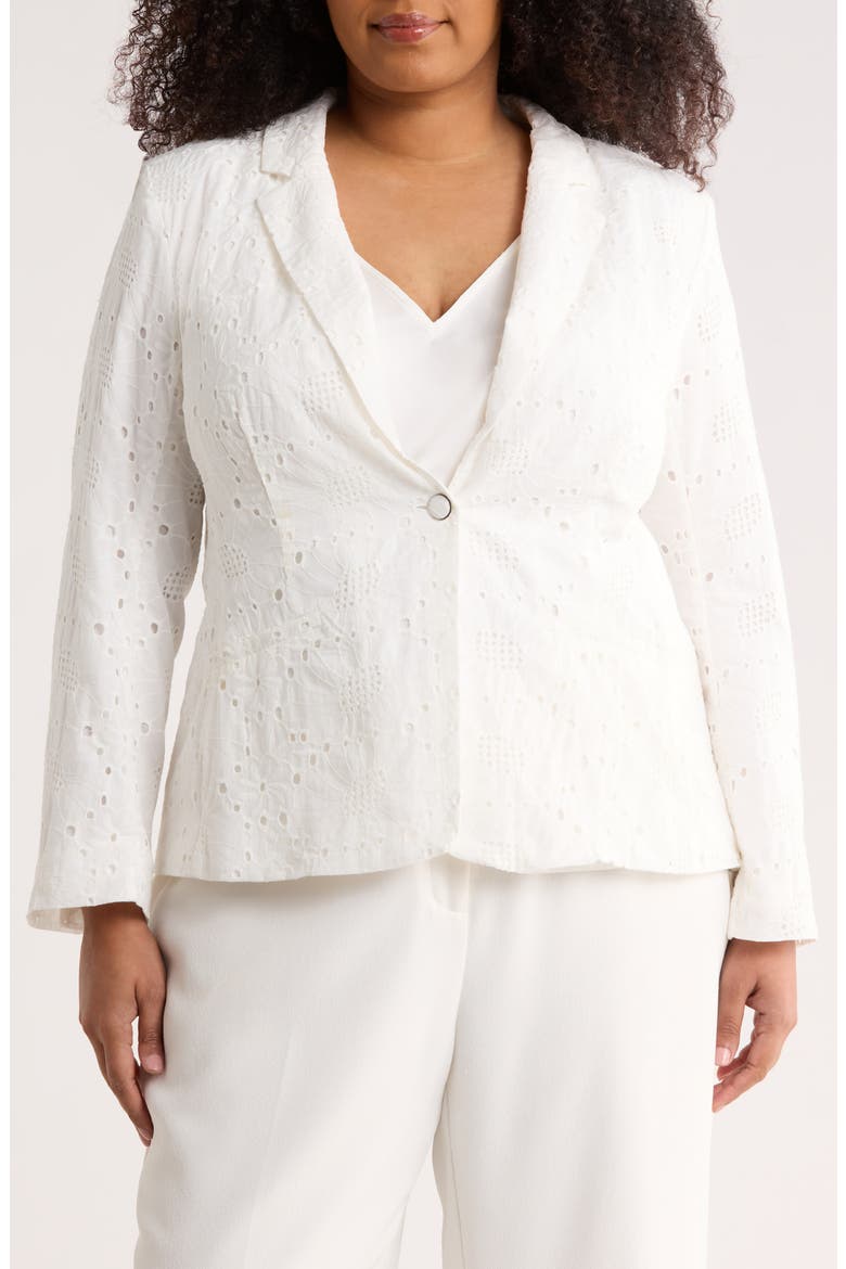 Eyelet Lace Blazer, Alternate, color, ULTRA WHITE