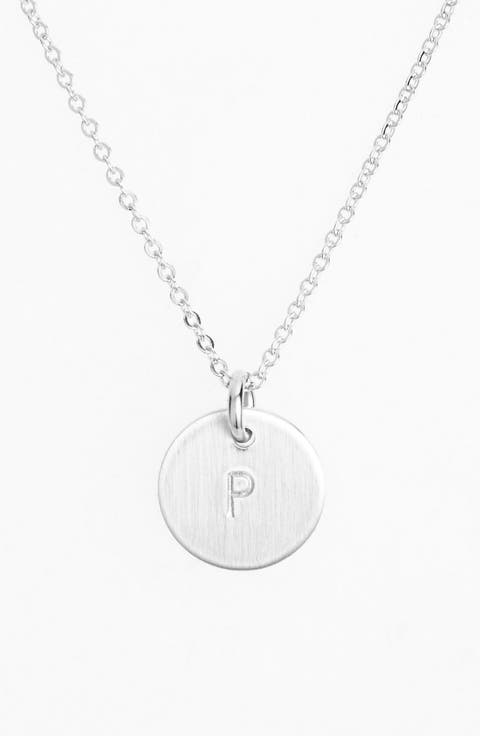 Sterling Silver Initial Mini Disc Necklace