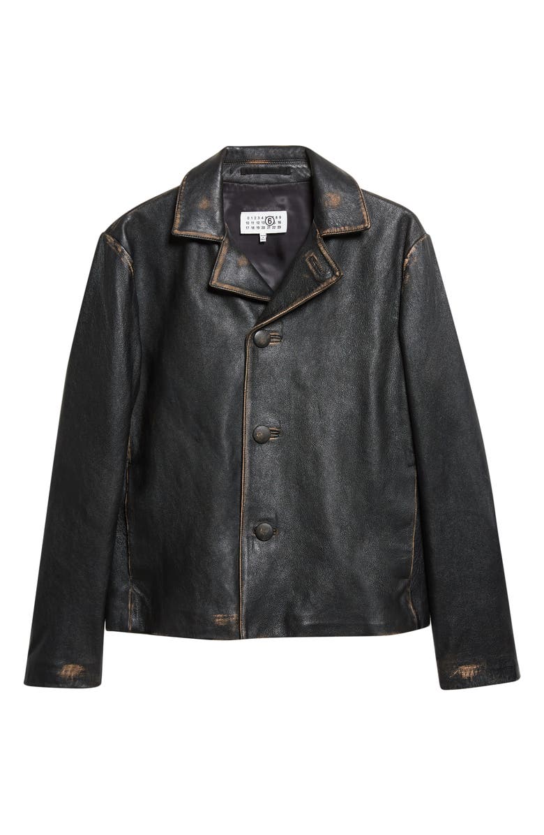 MM6 Maison Margiela Sheepskin Leather Jacket, Main, color, Black