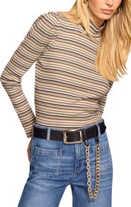 Ramy Brook Yvonne Striped Mock Neck Top