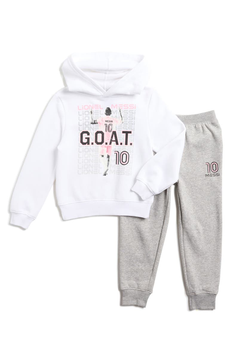 Messi Kids' Graphic Hoodie & Joggers Set, Main, color, Bright White