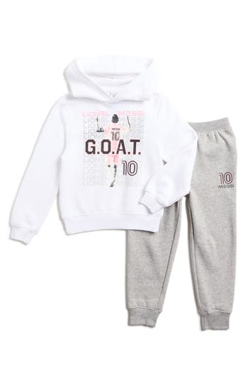 Messi Kids' Graphic Hoodie & Joggers Set In White
