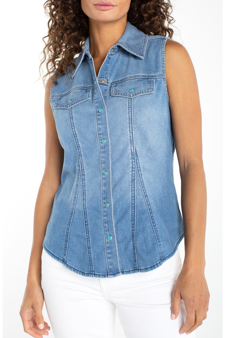 Sleeveless Denim Shirt, Main, color, DESERT SKY