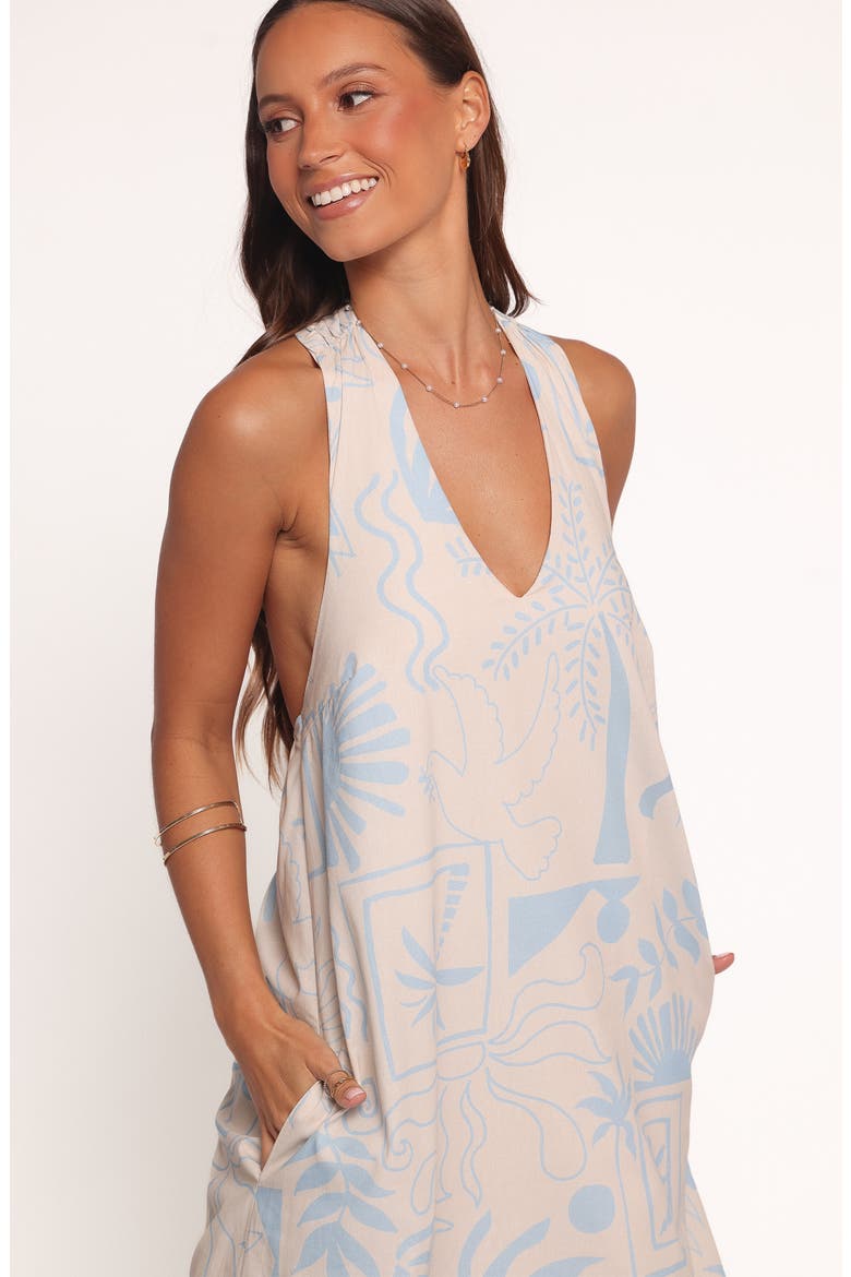 Naida Mixed Print Cotton Halter Maxi Dress, Alternate, color, BLUE SOLEIL