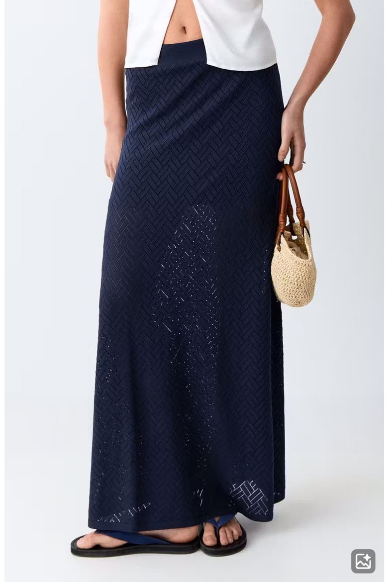 Openwork Knit Skirt, Main, color, NAVY