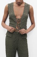 MANGO Texture Bow Sleeveless Top
