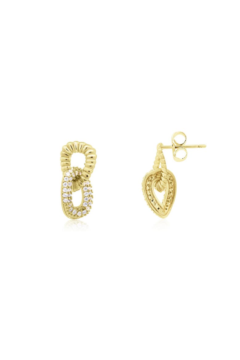 CZ Twist Link Loop Earrings, Main, color, Gold Plated Sterling Silver