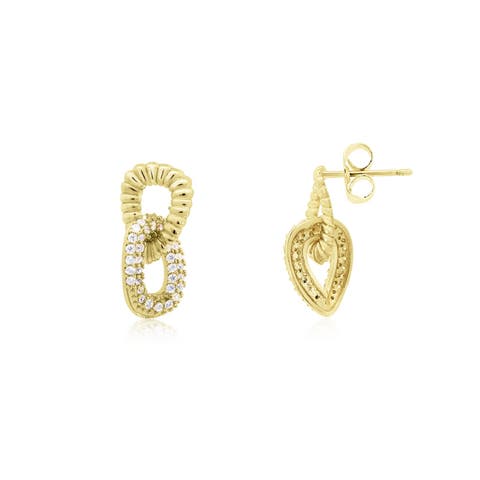 CZ Twist Link Loop Earrings