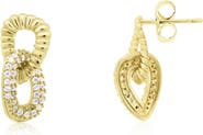 The Lovery Fine Jewelry CZ Twist Link Loop Earrings