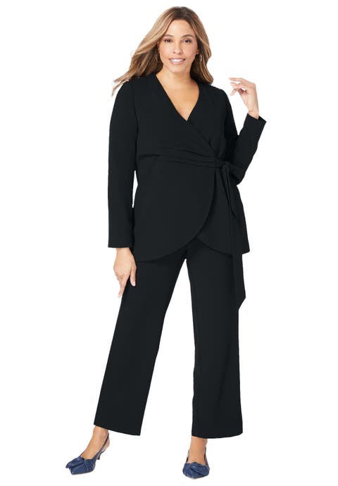 2-Piece Faux Wrap Pantsuit (Plus Available)