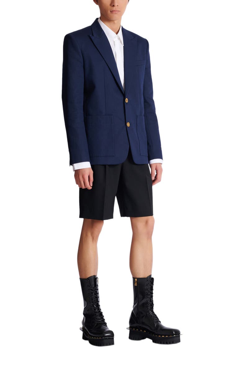 Balmain Cotton twill 2-button jacket, Alternate, color, Navy