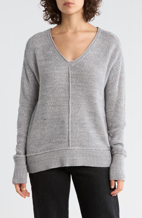 Women's Grey V-Neck Sweaters | Nordstrom Rack