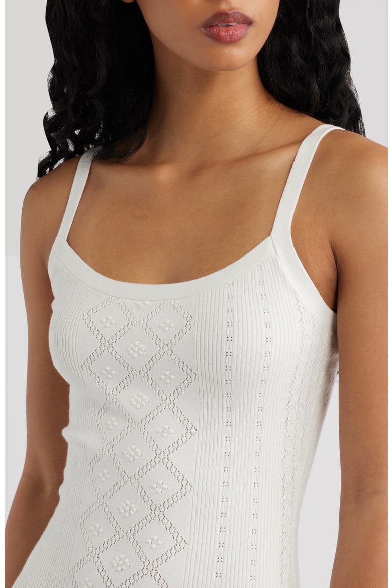 Opalina Sleeveless Mixed Stitch Midi Dress, Alternate, color, OFF WHITE