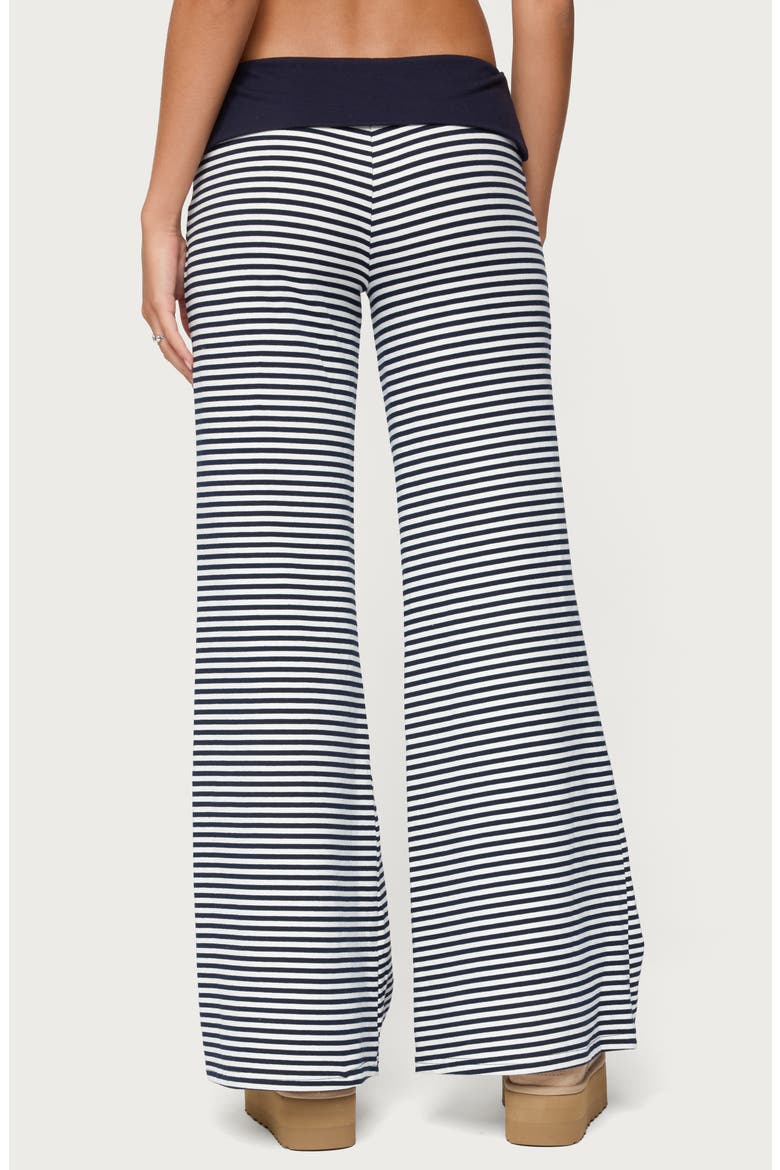Meggy Colorblock Stripe Foldover Pants, Alternate, color, NAVY-AND-WHITE