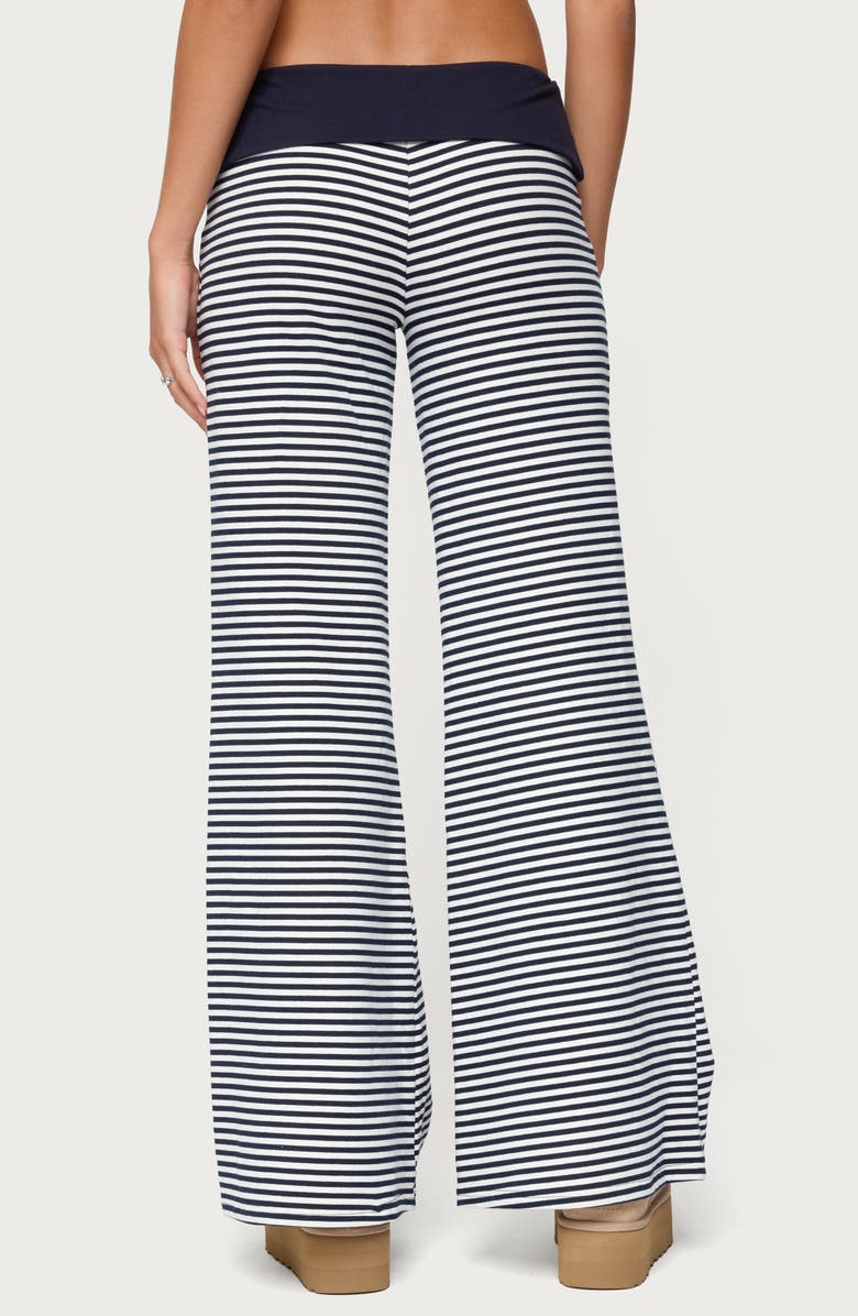 EDIKTED Meggy Colorblock Stripe Foldover Pants, Alternate, color, Navy-And-White