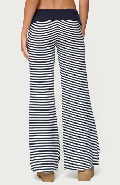 Edikted Meggy Colorblock Stripe Foldover Pants In Multi