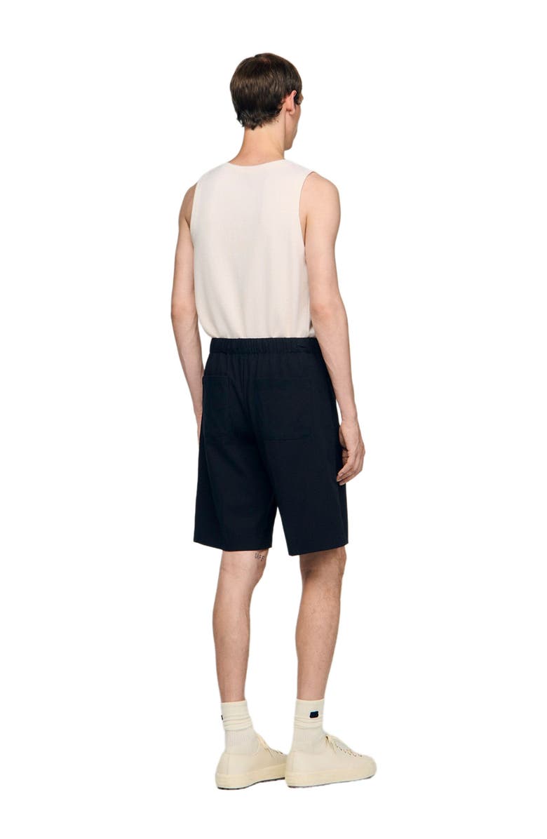 SANDRO Elasticated waist cotton shorts, Alternate, color, Navy Blue