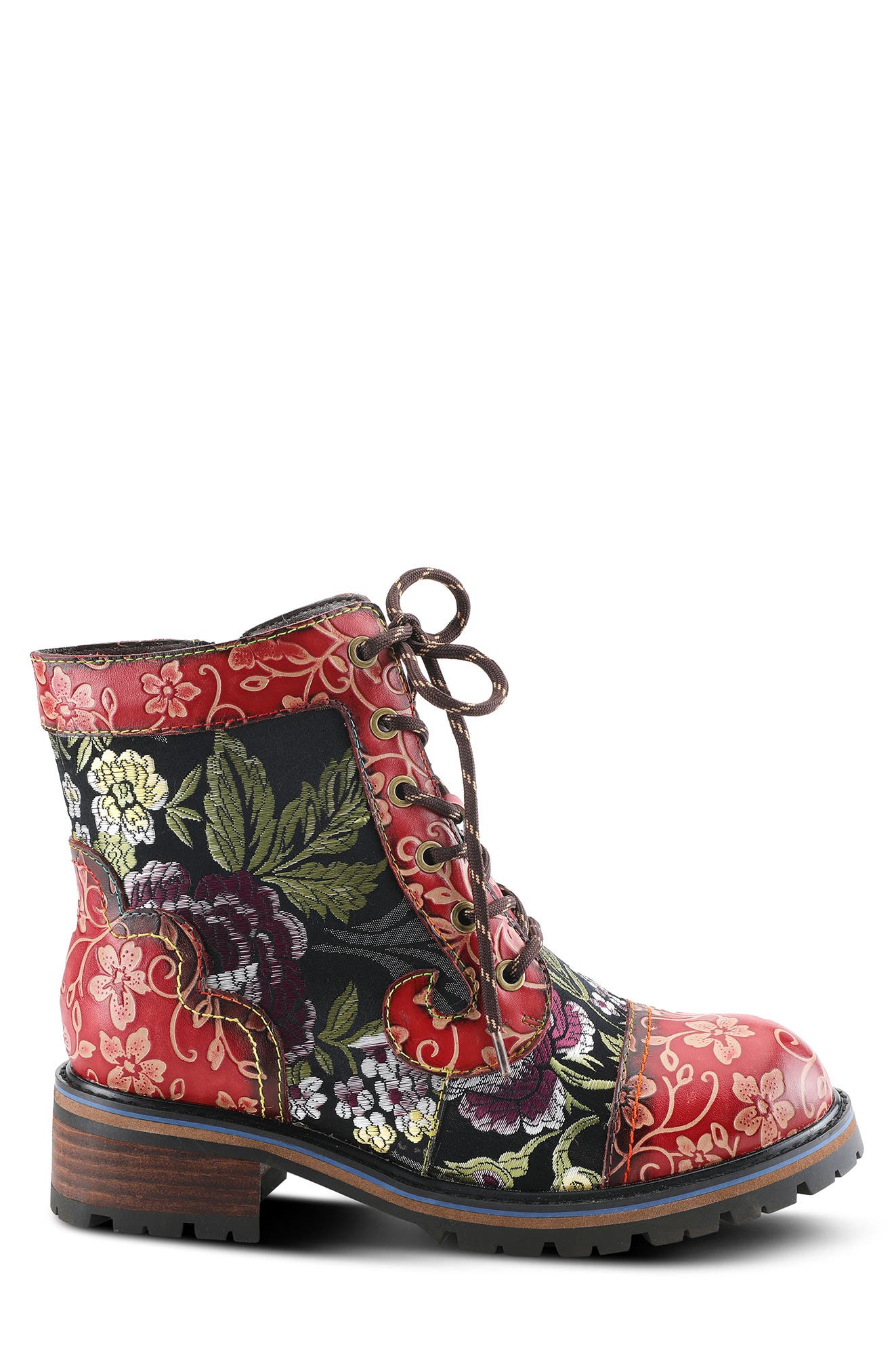 L'Artiste by Spring Step L'Artiste Fantastic Lace-Up Boot, Alternate, color, Red Multi