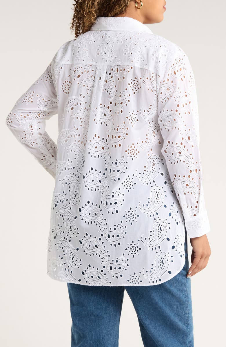 Universal Standard The Anglaise Stretch Poplin Shirt, Alternate, color, White