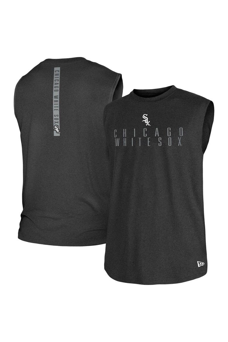 Men's New Era Heather Black Chicago White Sox Team Muscle Tank Top, Alternate, color, Black