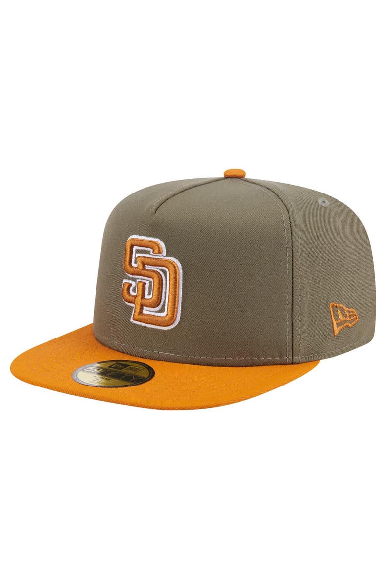 Men's New Era Olive/Orange San Diego Padres Two-Tone Color Pack A-Frame 59FIFTY Fitted Hat, Main, color, Olive