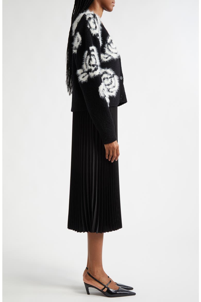 Aerin Abstract Floral Long Sleeve Sweater Dress, Alternate, color, BLACK/ IVORY