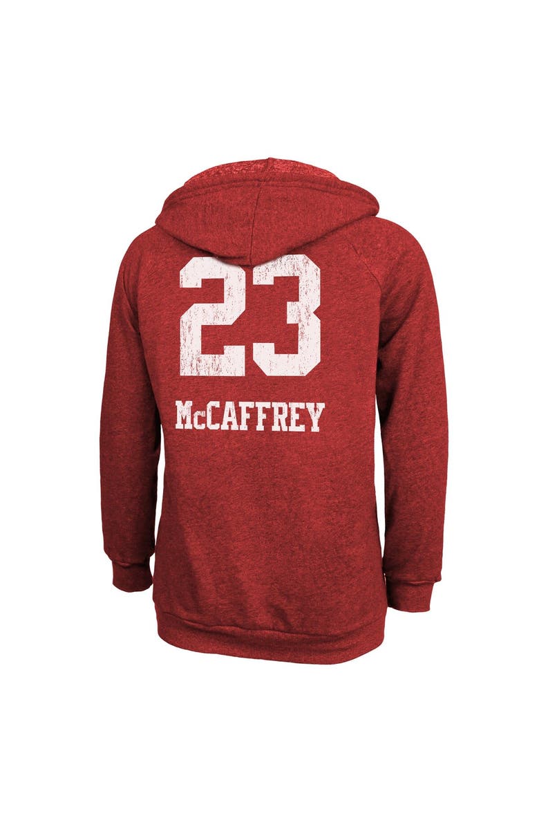 Majestic Threads Women's Majestic Threads Christian McCaffrey Scarlet San Francisco 49ers Super Bowl LVIII Name & Number Tri-Blend Pullover Hoodie, Alternate, color, 