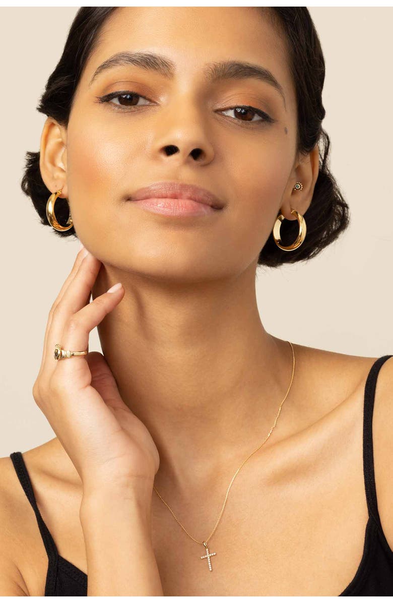 Oradina 14K Gold Claddagh Band Ring, Alternate, color, Yellow Gold