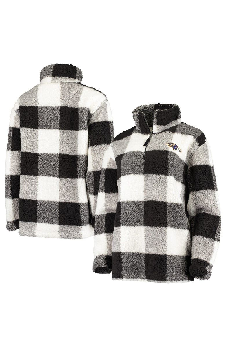 G-III 4HER BY CARL BANKS Women's G-III 4Her by Carl Banks Black Baltimore Ravens Sherpa Plaid Quarter-Zip Jacket, Alternate, color, Black