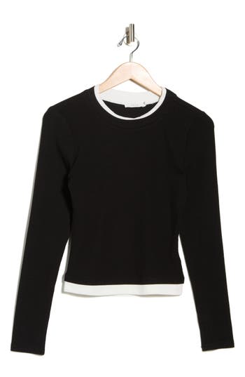 Lush Long Sleeve Layering Top In Black