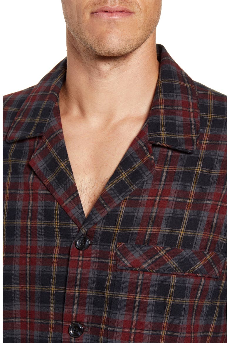 Trimmings Plaid Cotton Flannel Pajamas, Alternate, color, BLACK