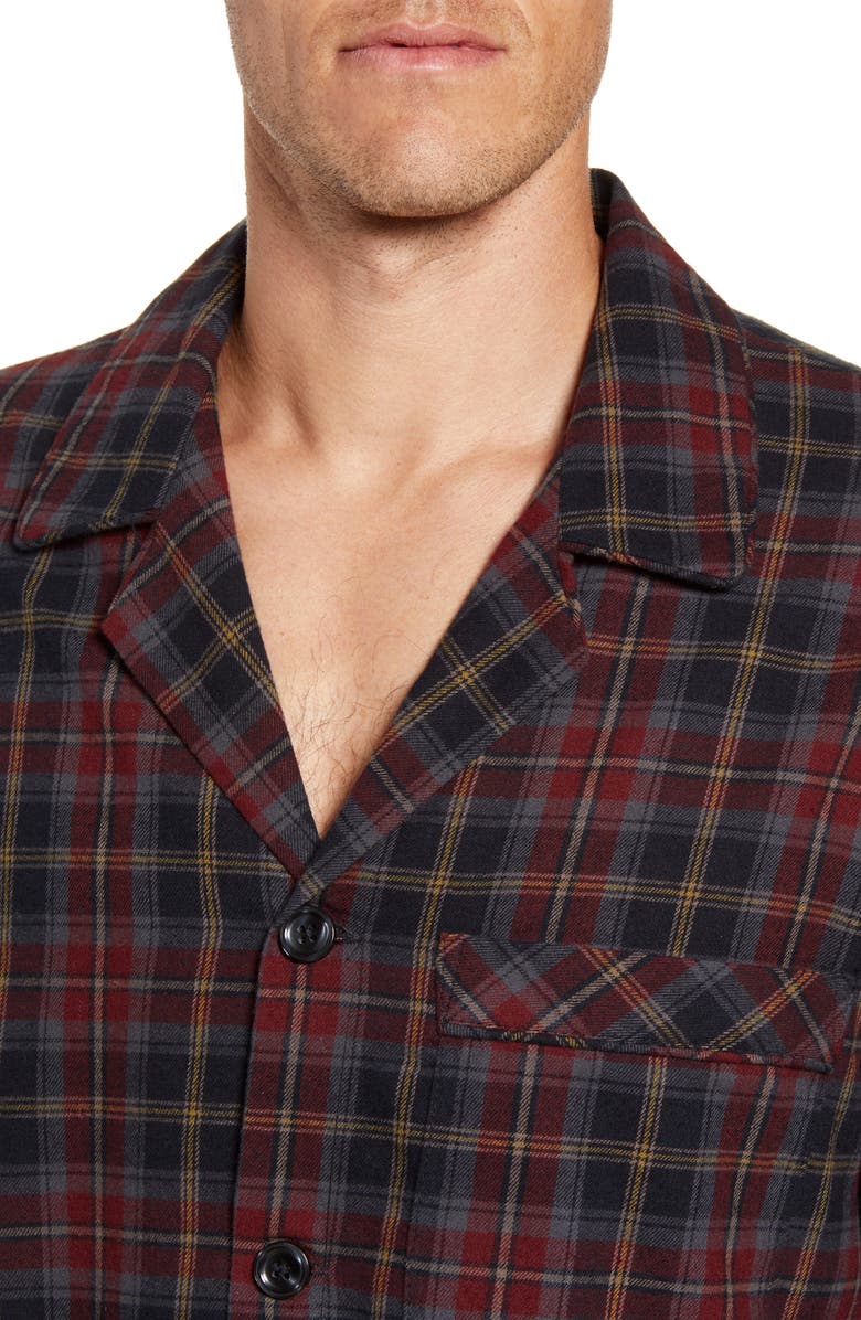 Majestic International Trimmings Plaid Cotton Flannel Pajamas, Alternate, color,