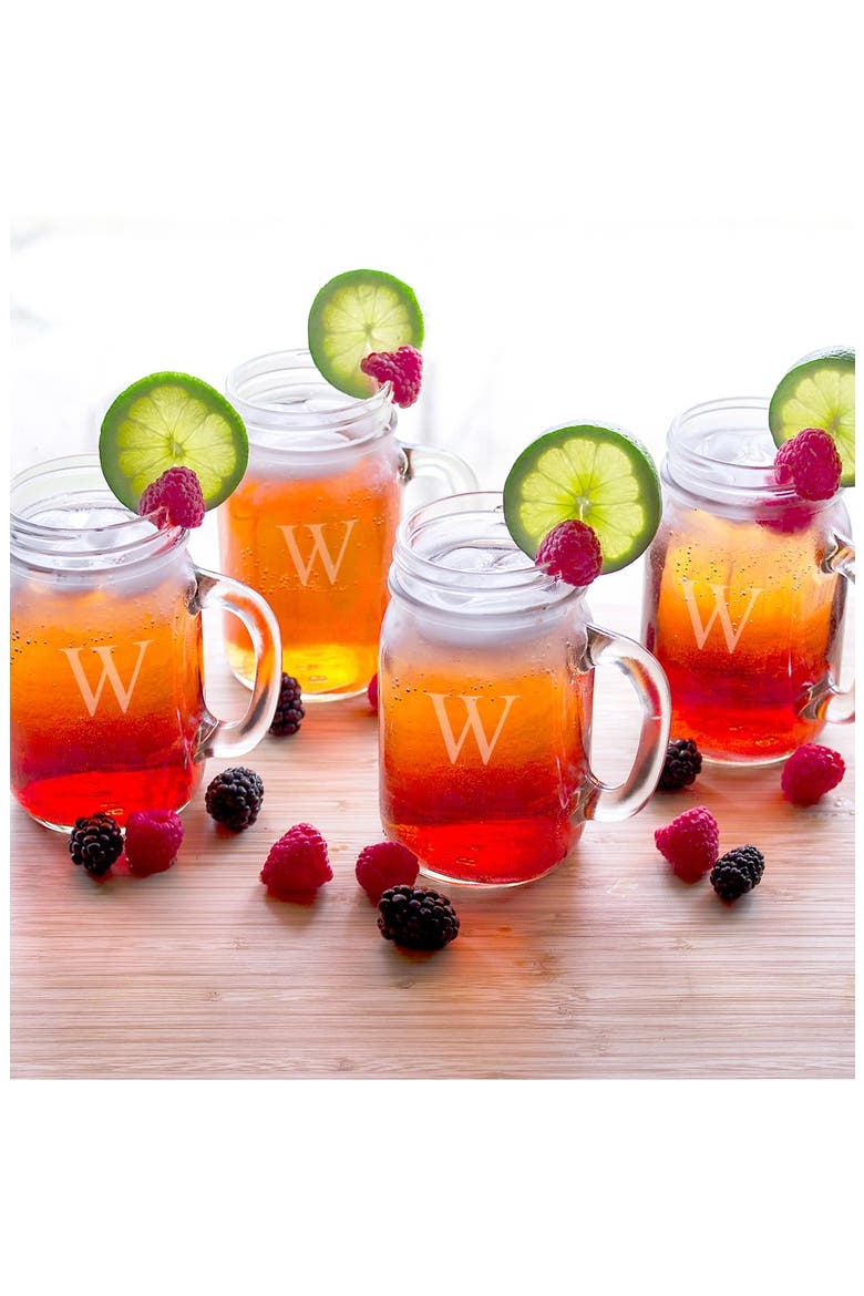 Monogram Glass Drinking Jars, Alternate, color, CLEAR