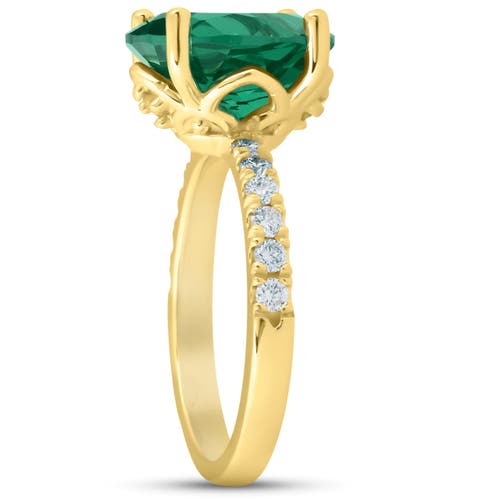 Bliss Diamond Emerald & Diamond 3/8 Ct Ring 14k Gold In 14k Yellow Gold