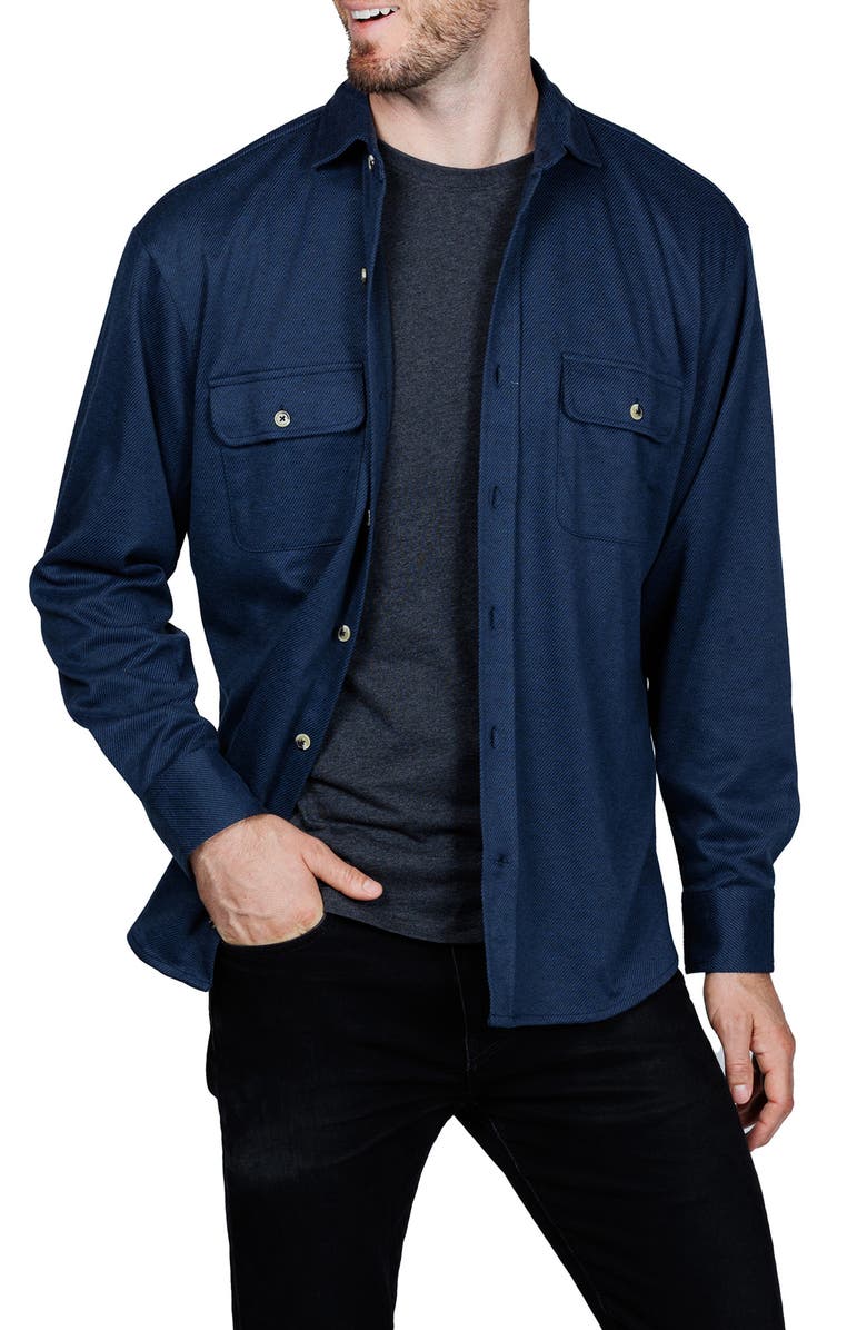 TailorByrd Mélange Solid Shirt Jacket, Alternate, color, Navy