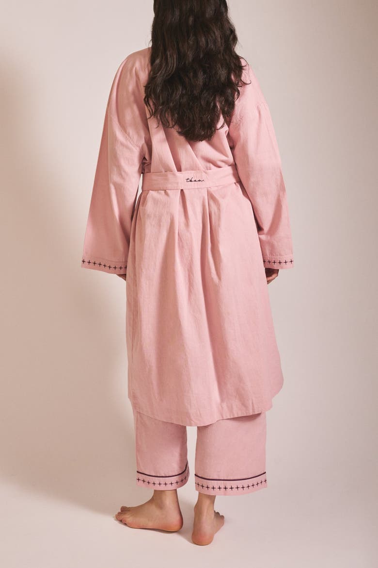 Cotton & Linen Robe, Alternate, color, Pink