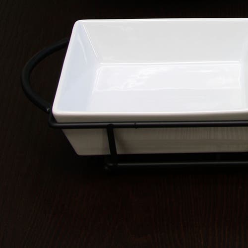 Gibson Gracious Dining Serving Set With Metal Rack In White