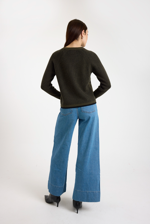 Brodie Pure Cashmere Irene Crew Neck 100% Cashmere Sweater In Green