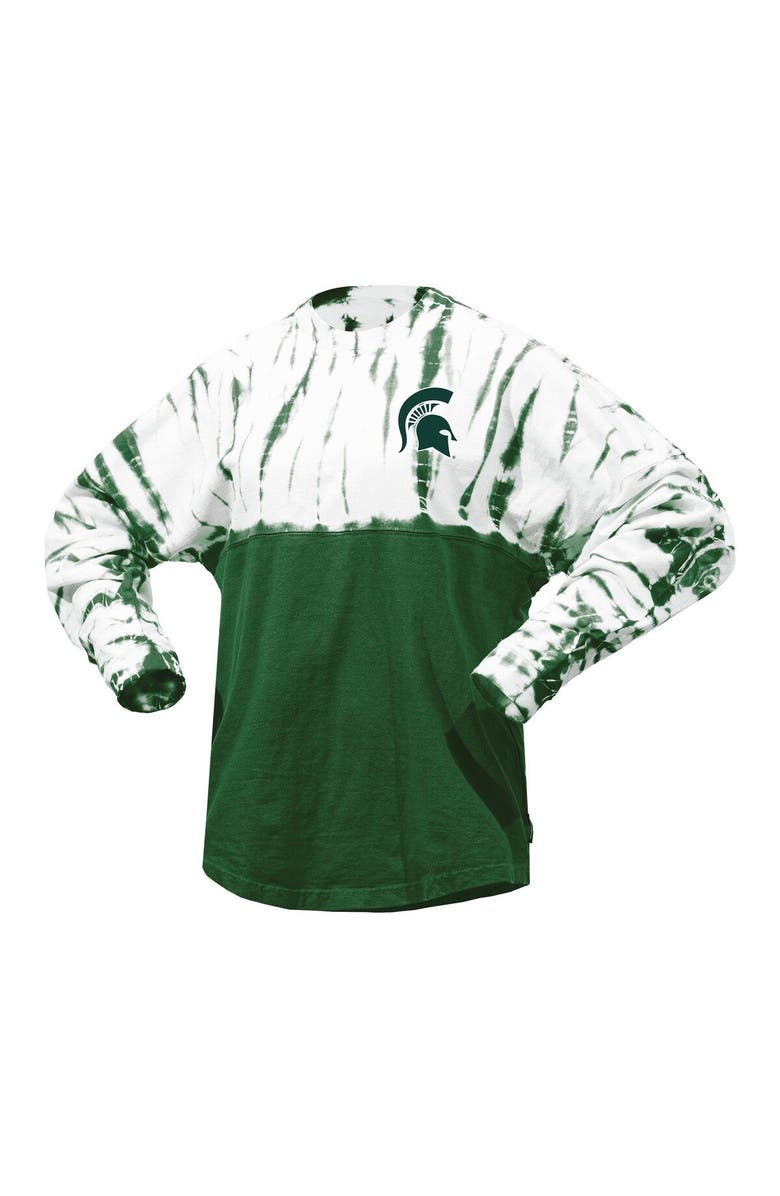SPIRIT JERSEY Women's Green Michigan State Spartans Tie-Dye Long Sleeve Jersey T-Shirt, Alternate, color, Green